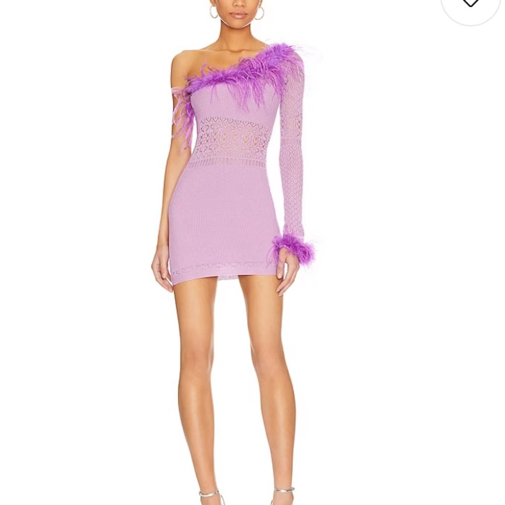 Feather trim dress